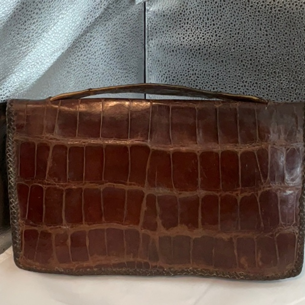 Vintage 50s Alligator Leather Bag - Picture 3 of 4